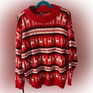 Shein Curve Ugly Christmas Sweater 2XL Red White Black